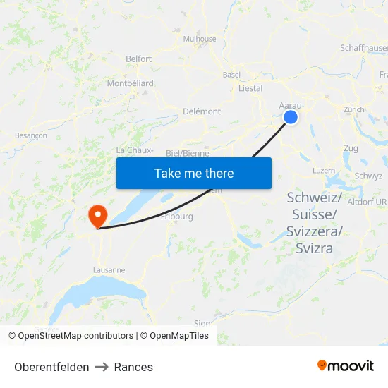 Oberentfelden to Rances map