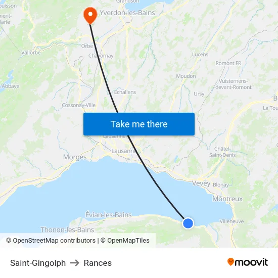Saint-Gingolph to Rances map