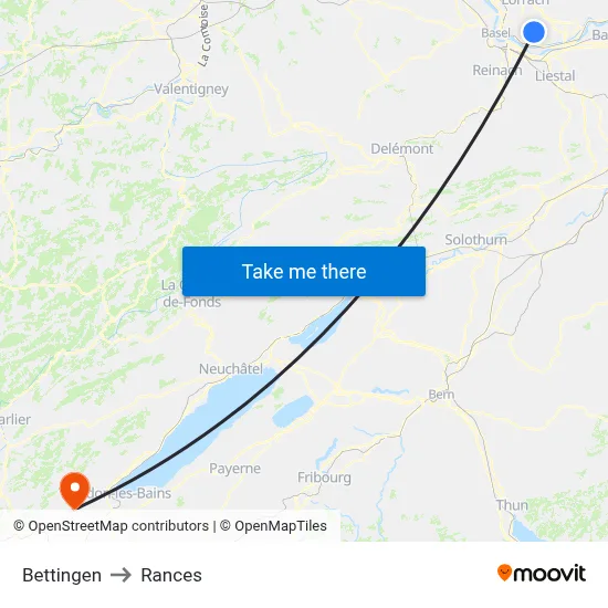 Bettingen to Rances map