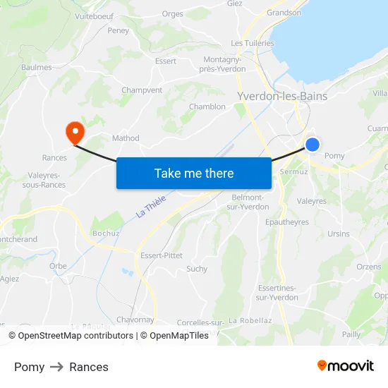 Pomy to Rances map