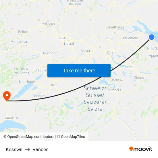 Kesswil to Rances map