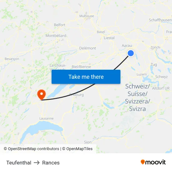 Teufenthal to Rances map