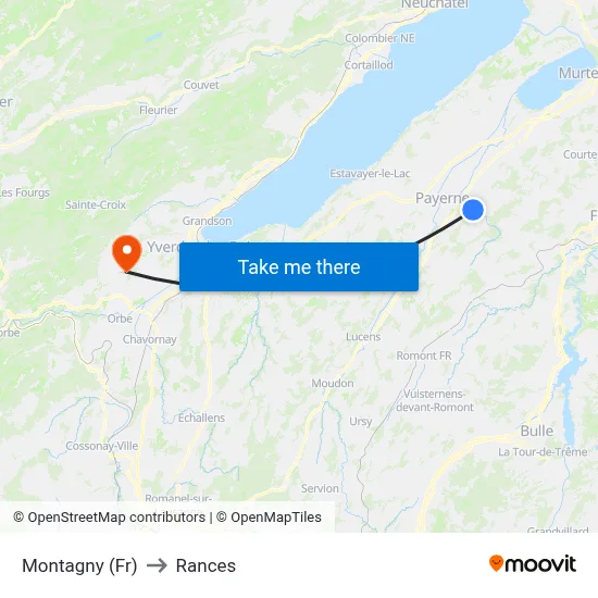 Montagny (Fr) to Rances map