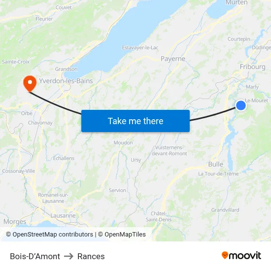 Bois-D’Amont to Rances map