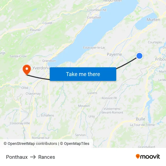 Ponthaux to Rances map