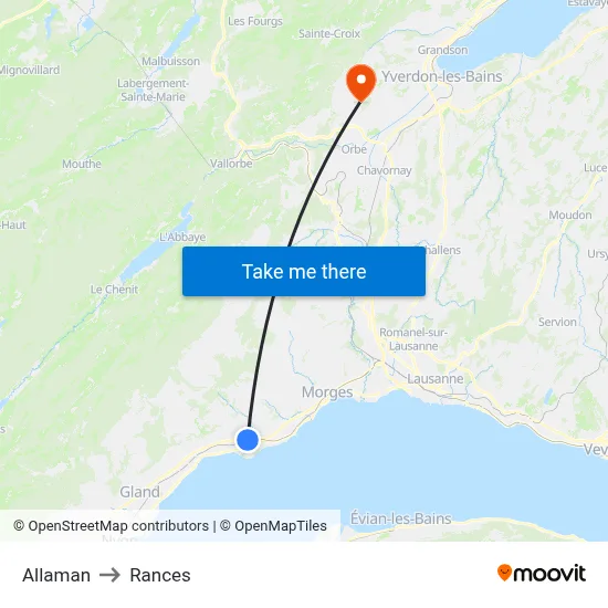 Allaman to Rances map