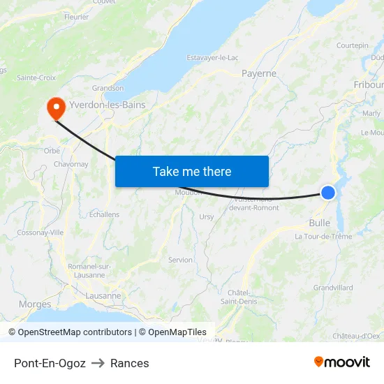 Pont-En-Ogoz to Rances map