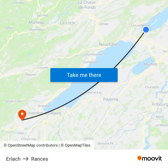 Erlach to Rances map