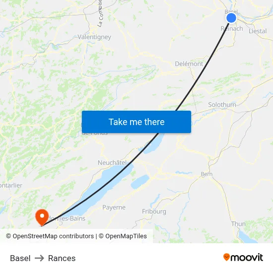 Basel to Rances map