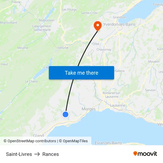 Saint-Livres to Rances map