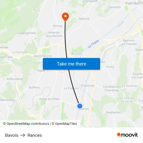Bavois to Rances map