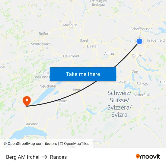 Berg AM Irchel to Rances map