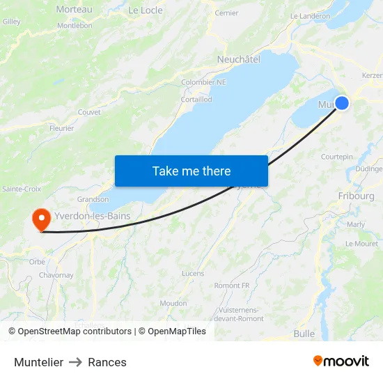 Muntelier to Rances map