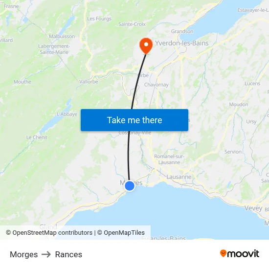 Morges to Rances map