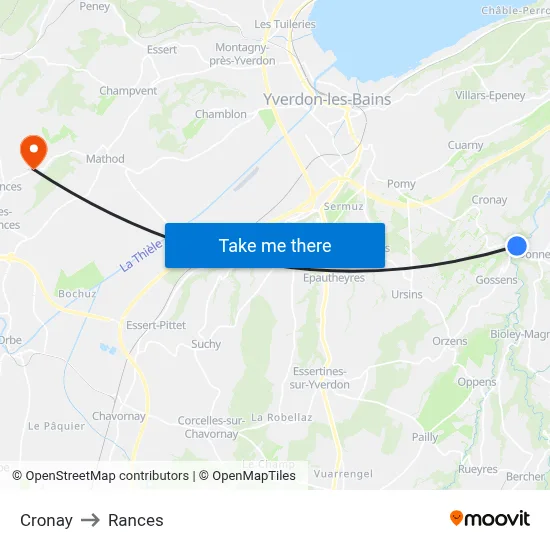 Cronay to Rances map