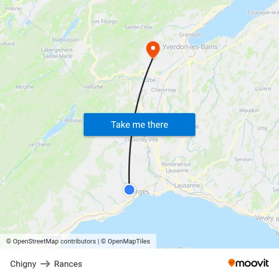 Chigny to Rances map