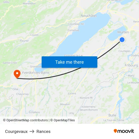 Courgevaux to Rances map