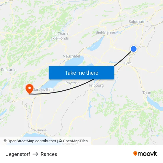 Jegenstorf to Rances map
