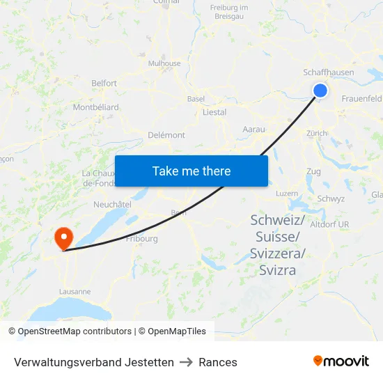 Verwaltungsverband Jestetten to Rances map