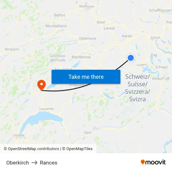Oberkirch to Rances map