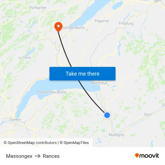 Massongex to Rances map