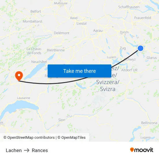 Lachen to Rances map
