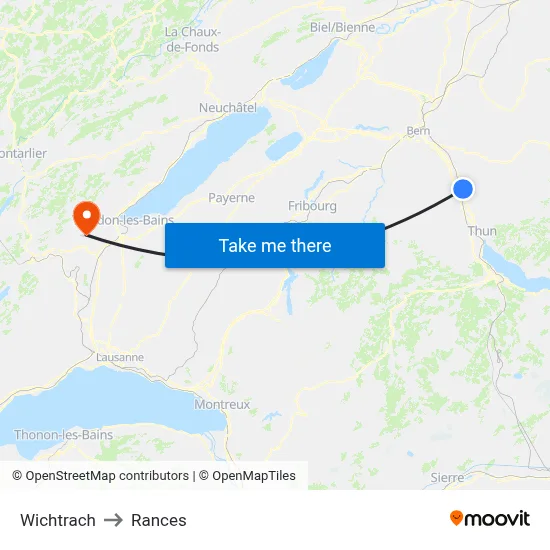 Wichtrach to Rances map