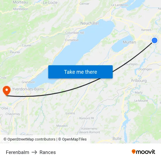 Ferenbalm to Rances map