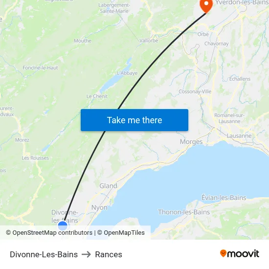 Divonne-Les-Bains to Rances map