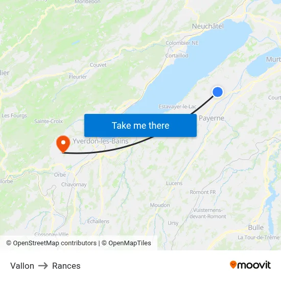 Vallon to Rances map