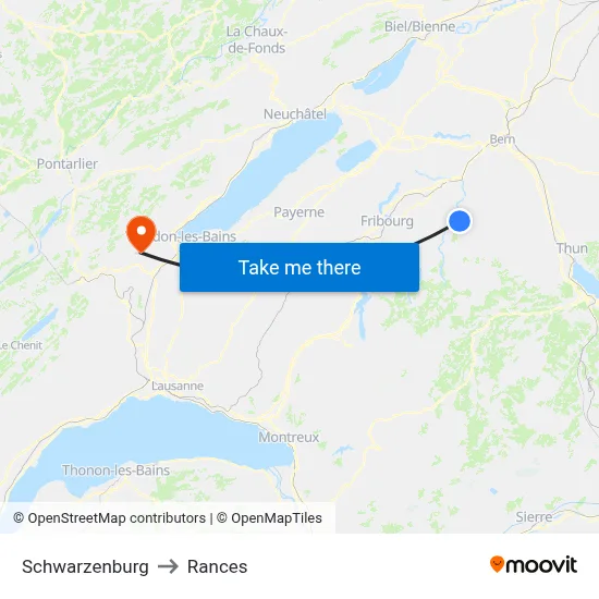Schwarzenburg to Rances map