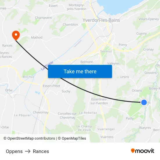 Oppens to Rances map