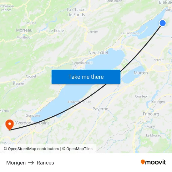Mörigen to Rances map