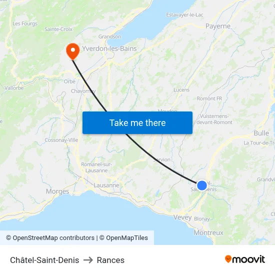 Châtel-Saint-Denis to Rances map