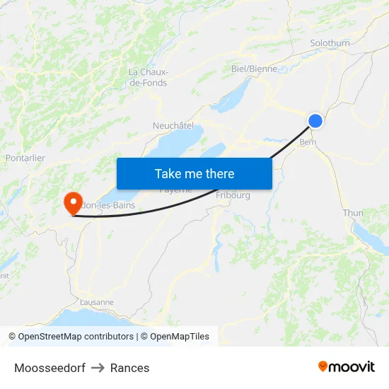 Moosseedorf to Rances map