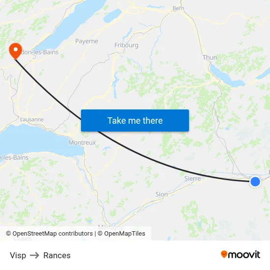 Visp to Rances map