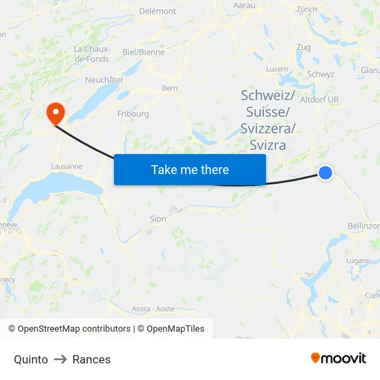 Quinto to Rances map