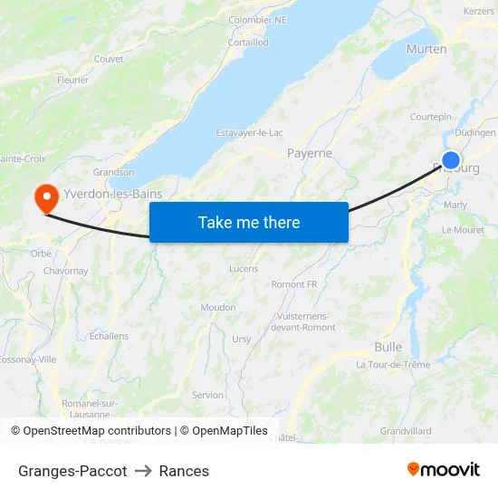 Granges-Paccot to Rances map