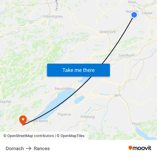 Dornach to Rances map