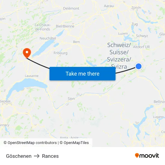 Göschenen to Rances map