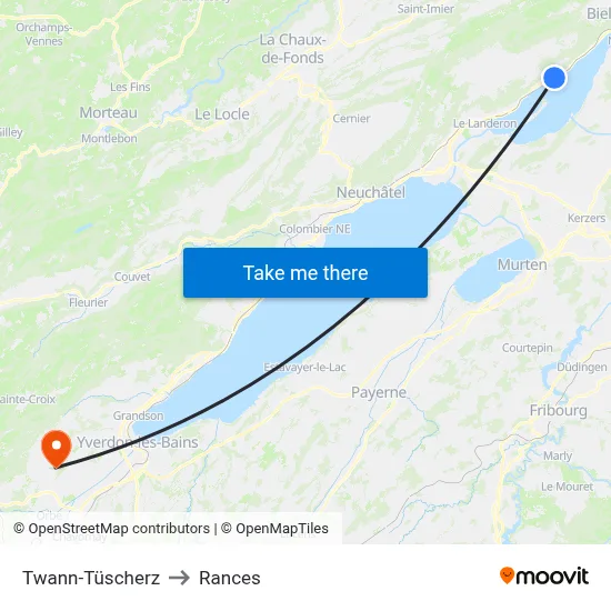 Twann-Tüscherz to Rances map
