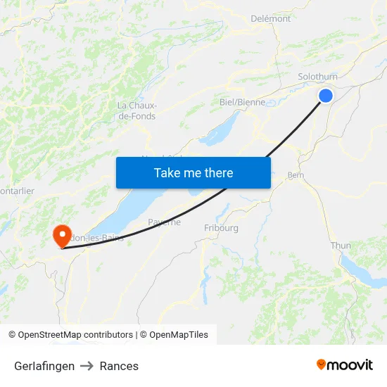Gerlafingen to Rances map