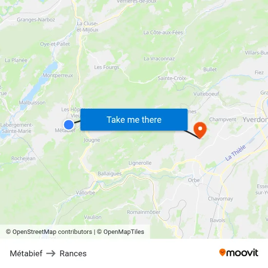 Métabief to Rances map