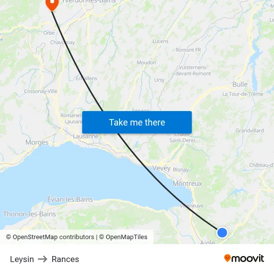 Leysin to Rances map