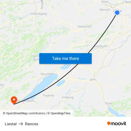 Liestal to Rances map