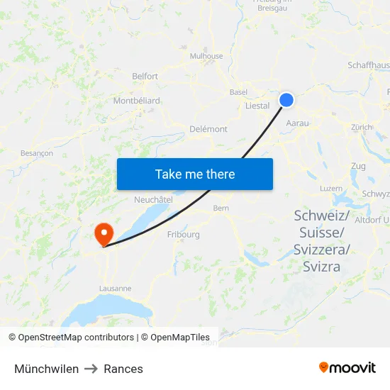 Münchwilen to Rances map