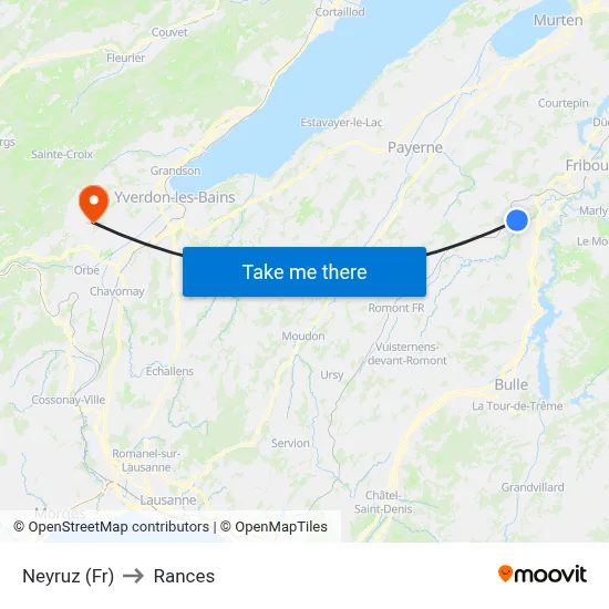 Neyruz (Fr) to Rances map