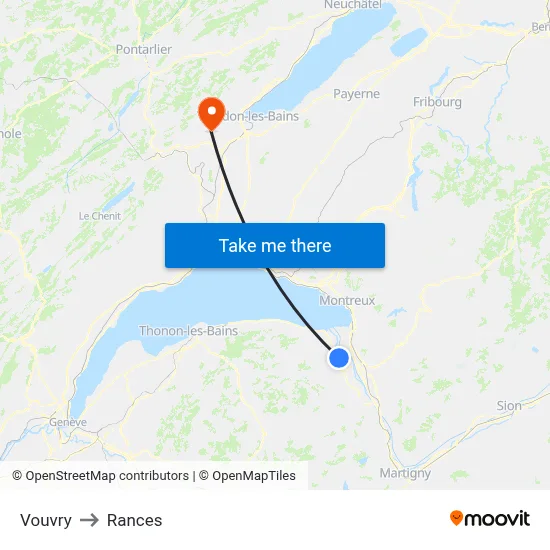 Vouvry to Rances map