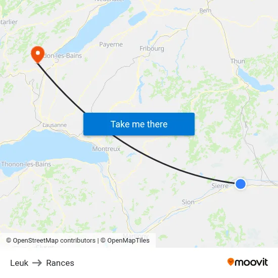 Leuk to Rances map
