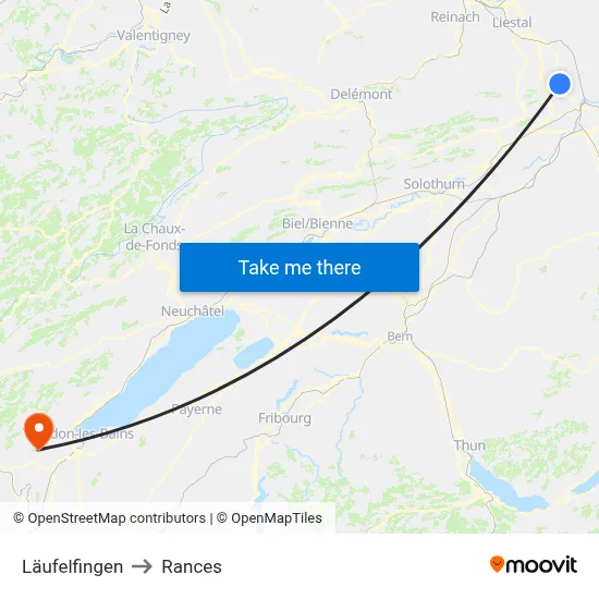 Läufelfingen to Rances map